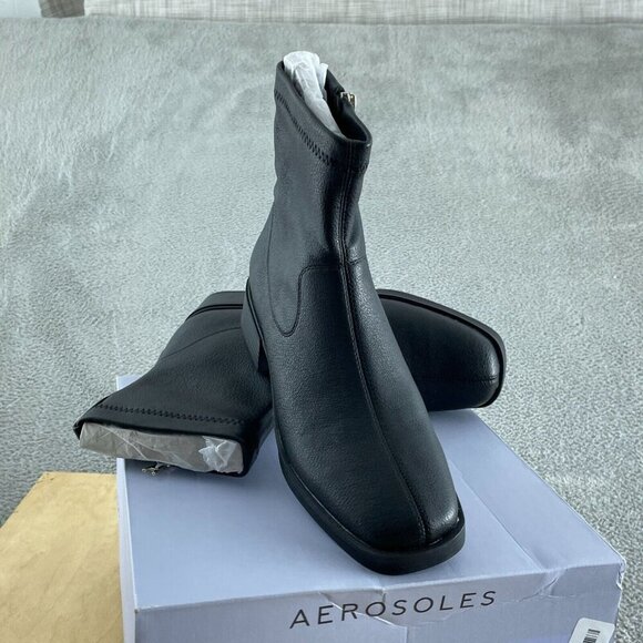 Aerosoles Women's DAZZY Ankle Boot BLACK Faux Leather 7M NWB S023 - Picture 2 of 12